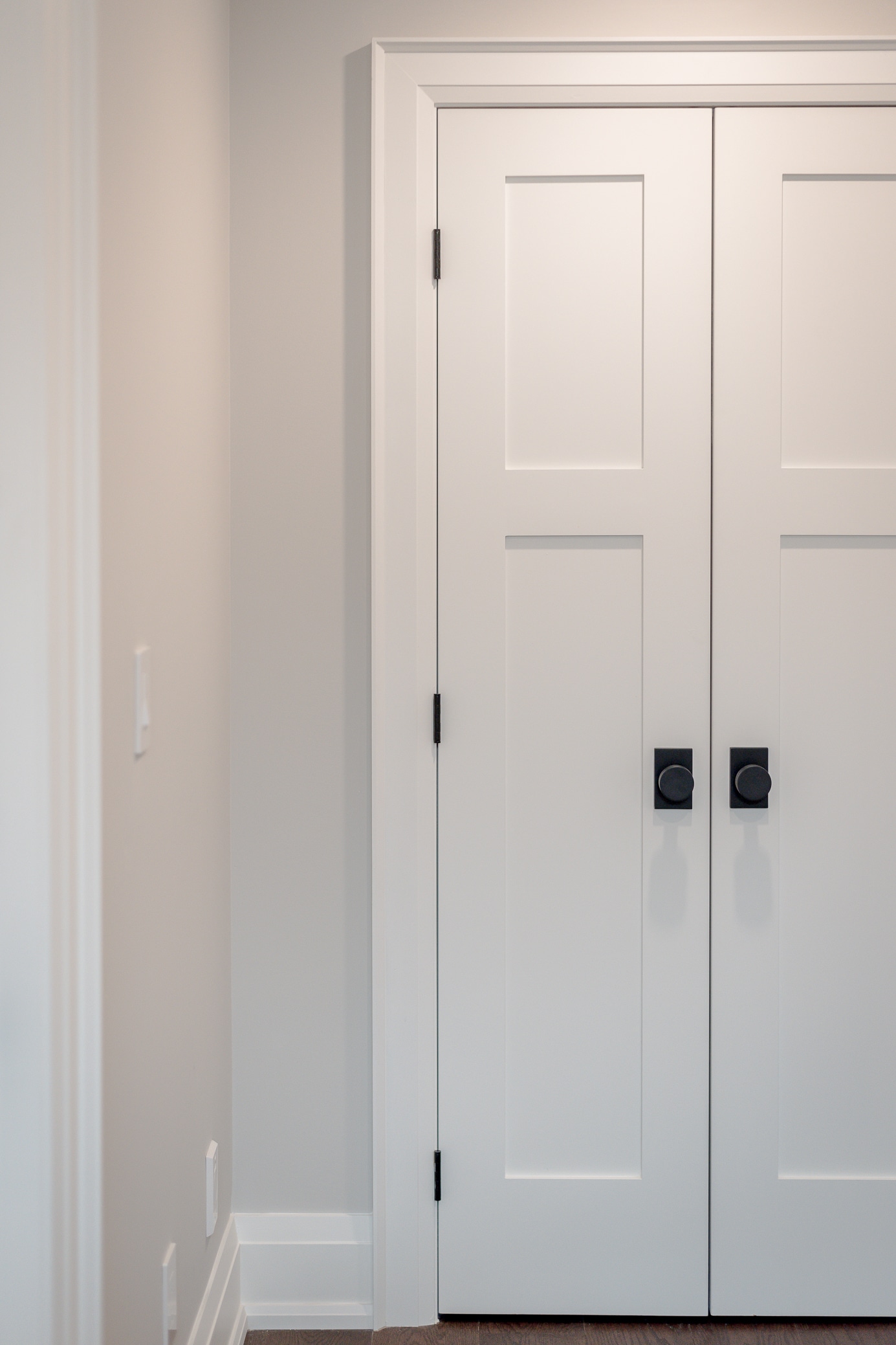 A stylish double closet doors with shelves