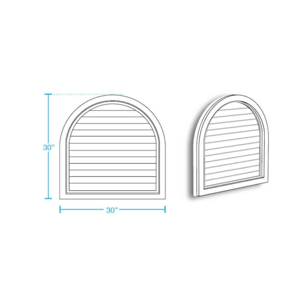 Extended Half Round Closed Louver Vent