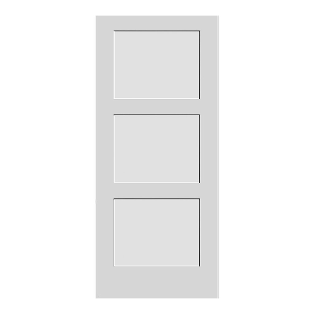 A white Shaker Door with three panels