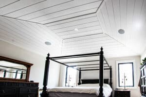shiplap ceiling in bedroom