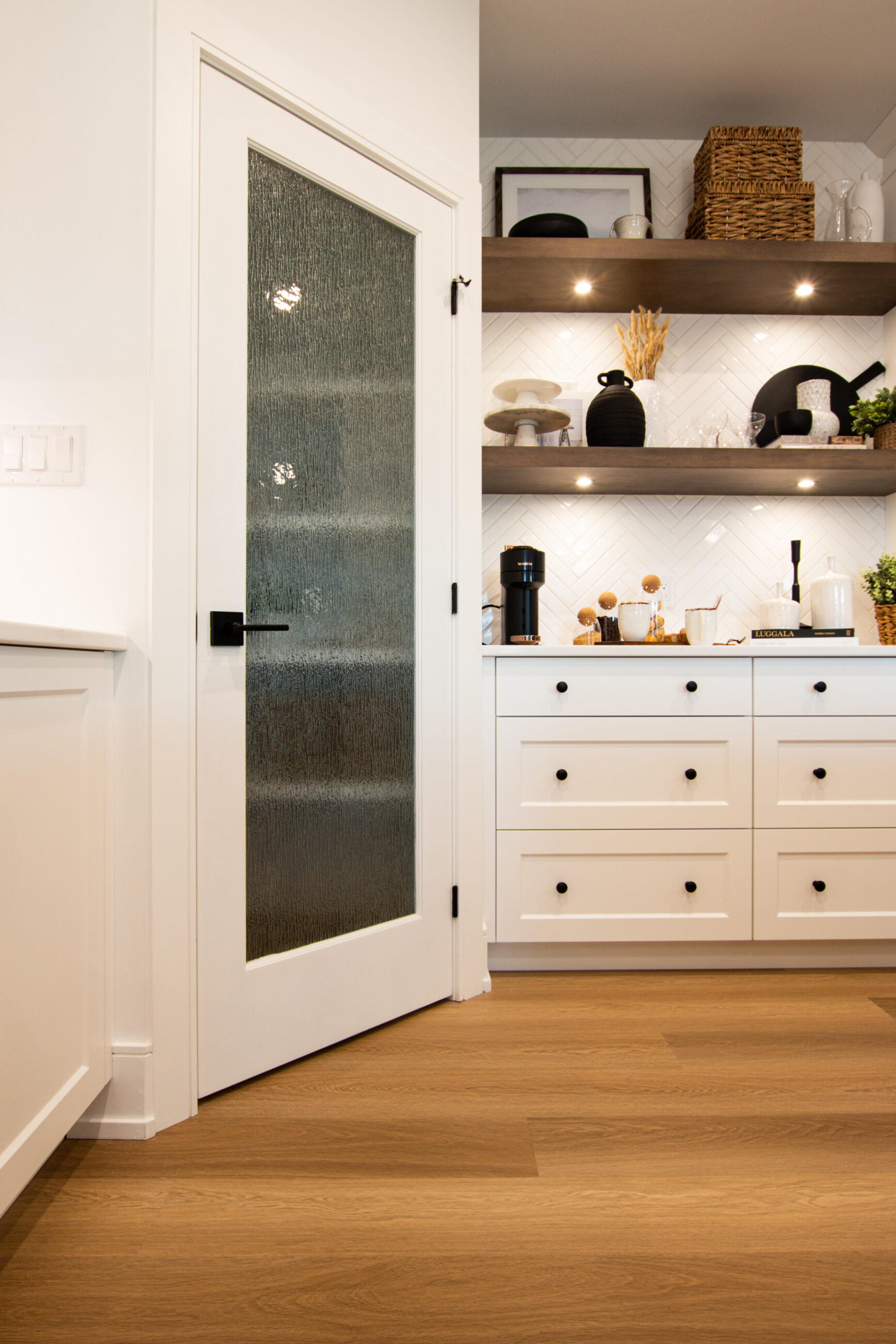 french closet door with rainfall glass