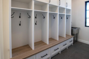 mudroom storage lockers in custom house built in