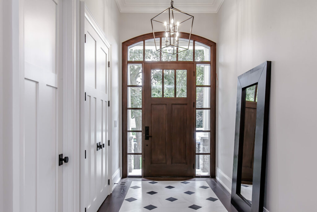 Sapele wood entry door with sidelights