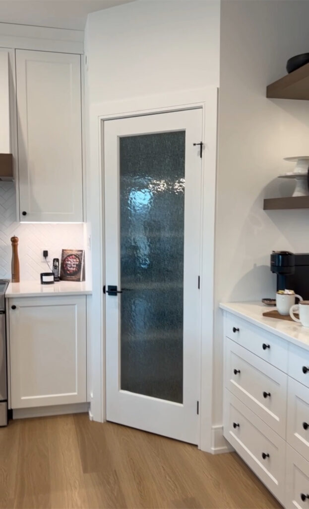 french pantry door with rainfall glass