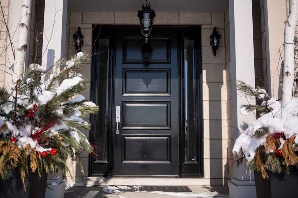 white oak entry door with ebony stain