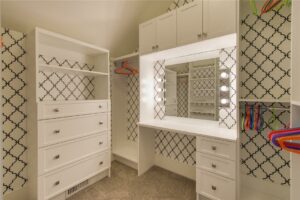 closet with make up desk